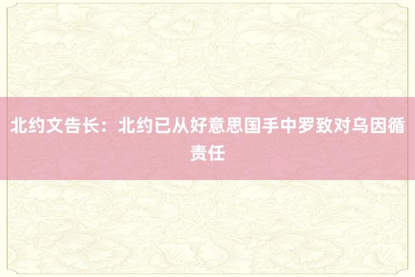 北约文告长：北约已从好意思国手中罗致对乌因循责任